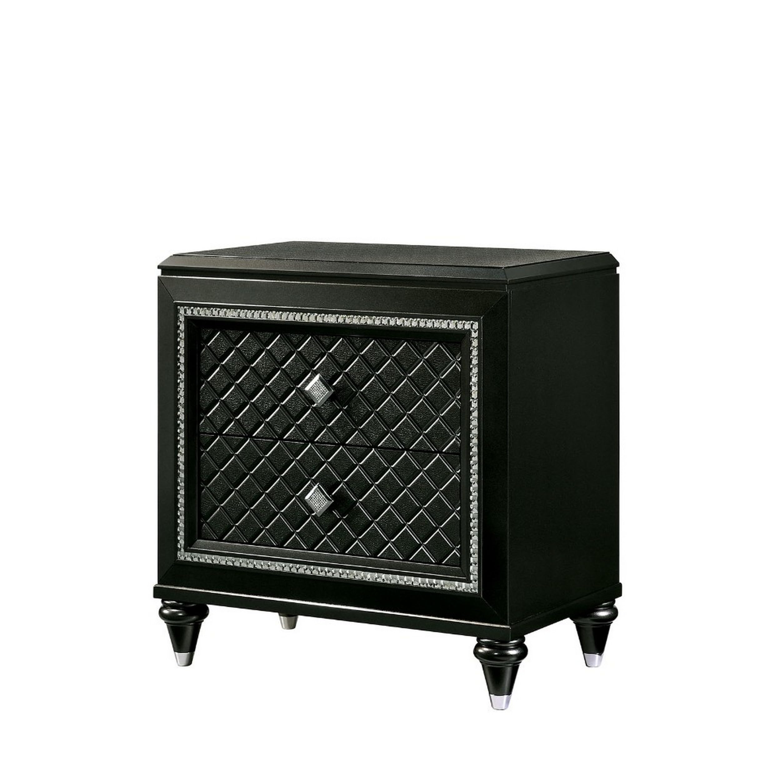 Benjara Benzara Wooden Nightstand With Turned Legs, Gray And Silver