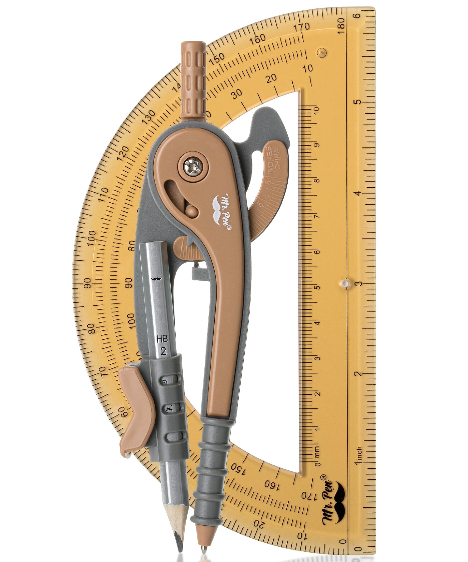 Mr. Pen- Compass And Protractor Set, Dwarf Pony Brown, Compass Geometry Tool, Protractor And Compass Set, Compass Drawing Tool,