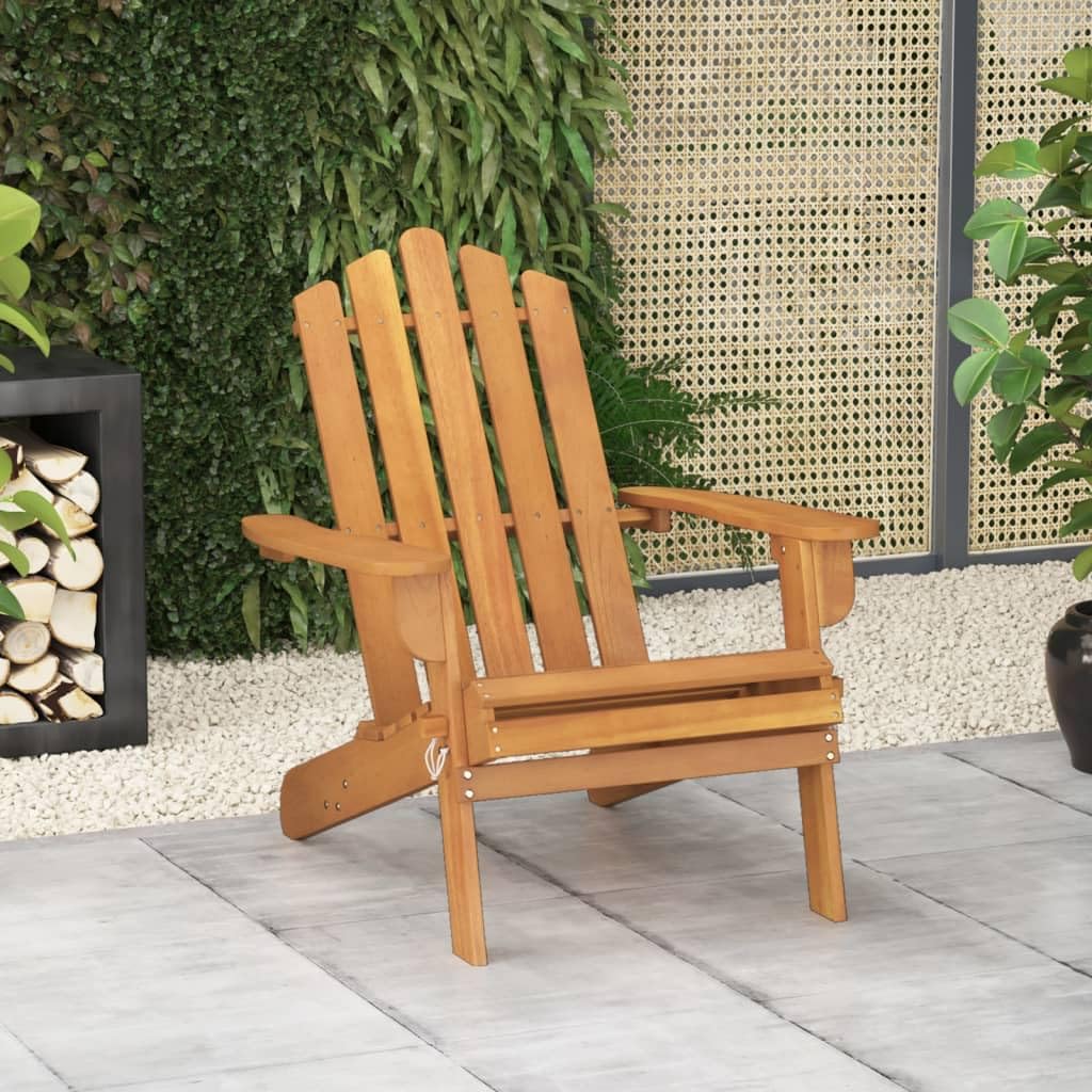 vidaXL Patio Adirondack Chair with Ergonomic Design, Crafted from Solid Acacia Wood, Oil-Finished, Foldable for Easy Storage, Suitable for Outdoor Use in Garden or Patio – Brown