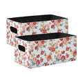 Kcldeci Rose Floral Flower Green Leaf Storage Bins Baskets for Organizing 2Pack, Sturdy Storage Basket Foldable Storage Baskets 