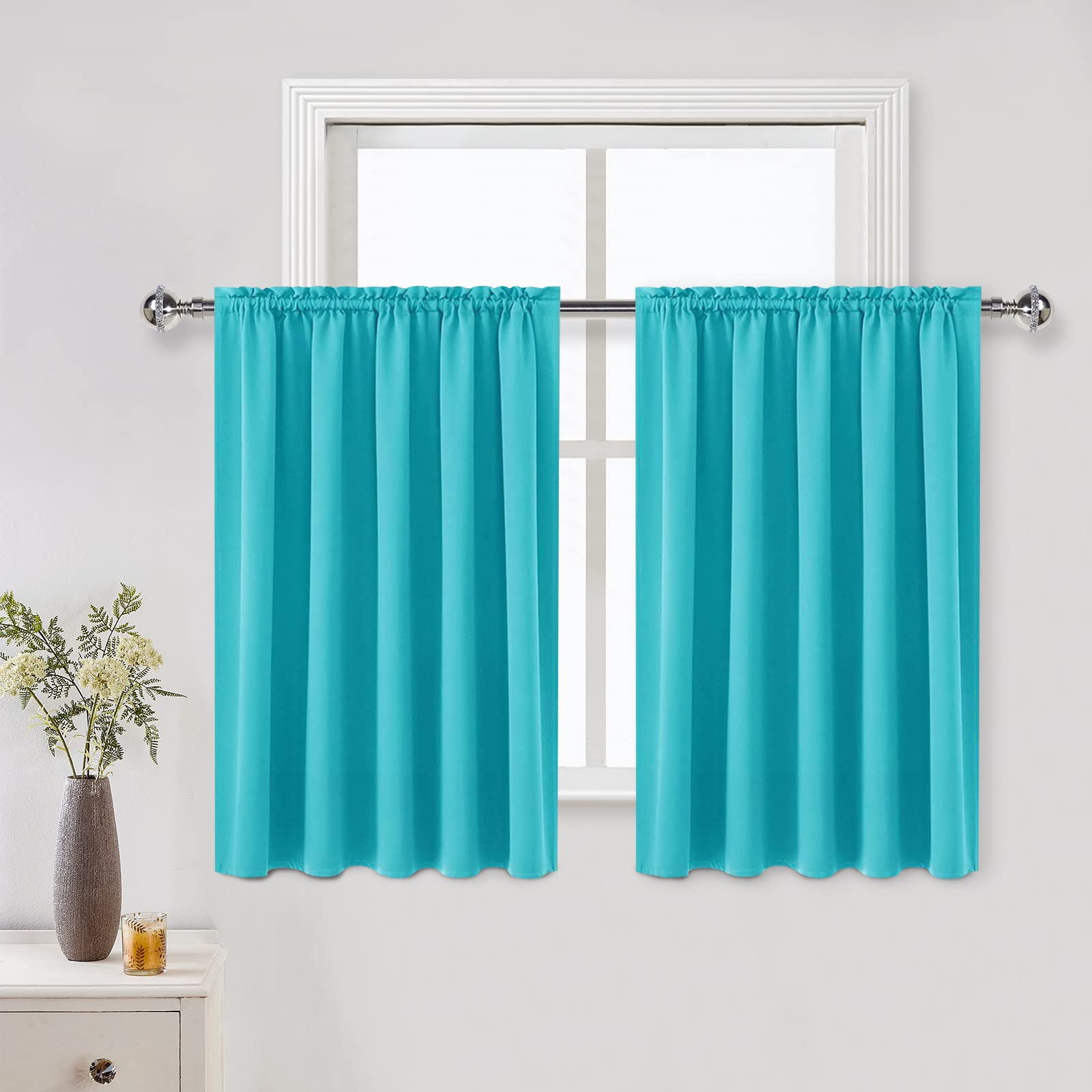 Dwcn Thermal Short Blackout Curtains For Bedroom/Kitchen, Energy Saving Room Darkening Curtains For Nursery/Bedroom/Kitchen(W60