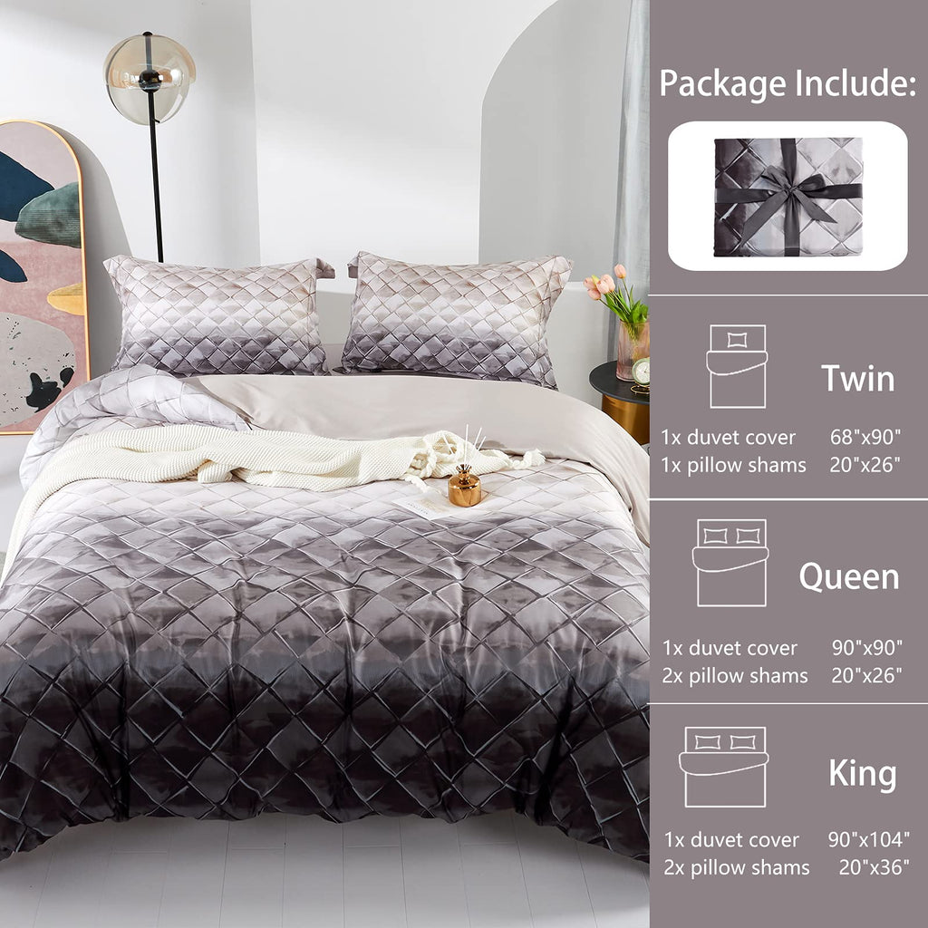 Mildly 100% Egyptian Cotton Duvet Cover King, Gray Beige Geometric Pattern Comforter Cover Set 500Tc Modern Abstract Reversible