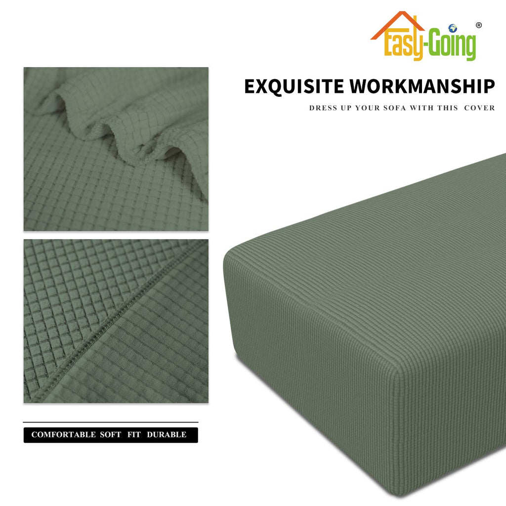 Easy-Going Stretch Ottoman Cover Folding Storage Stool Furniture Protector Soft Rectangle Slipcover With Bottom (Xx-Large,Grayish Green)