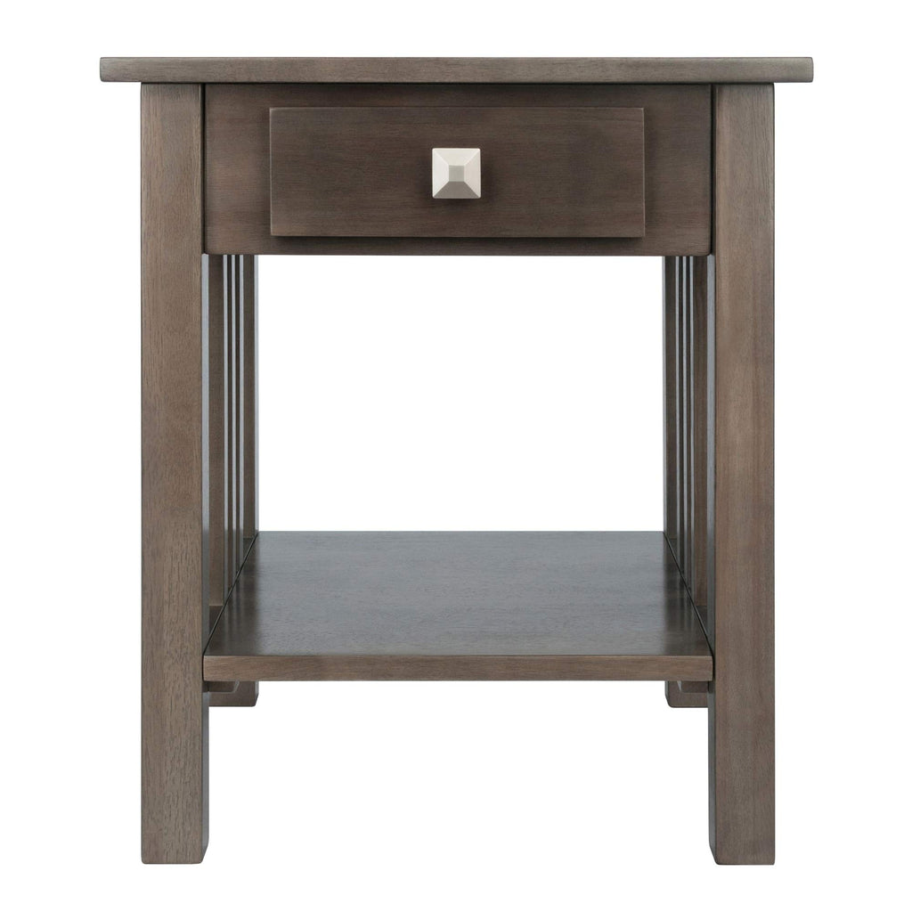Ergode Wood Stafford End Table | Classic & Contemporary Design | Oyster Gray Finish | Drawer & Shelf | Solid & Composite Wood | 19.9' W x 18.9' D x 22' H (16018-VV) (16018-VV)