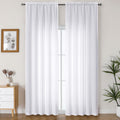 Lecloud Bessie White Curtains 90 Inches Long 2 Panels, Airy Faux Linen Textured Light Filtering Privacy Drapes with Rod Pocket, 