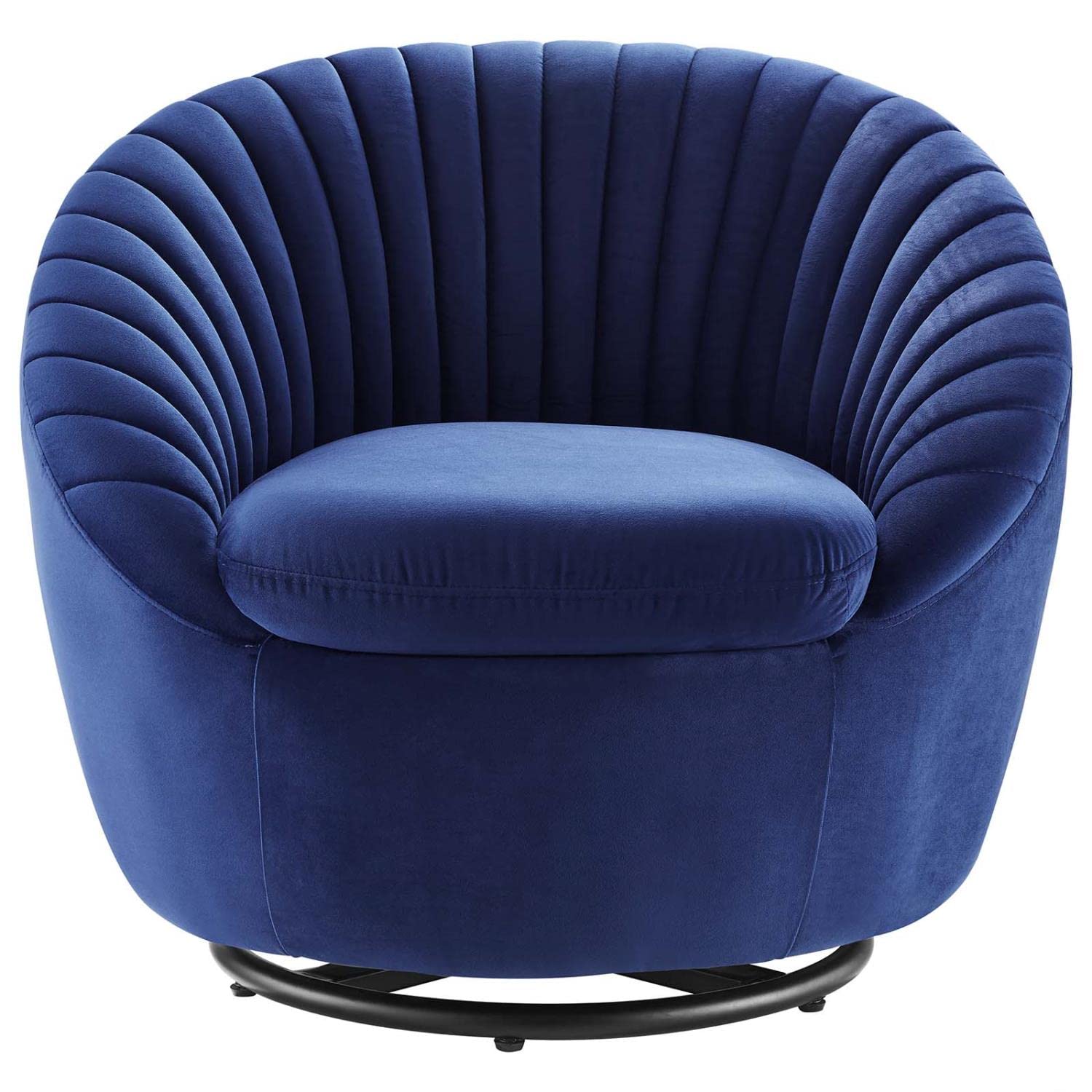 Modway Whirr Tufted Performance Velvet Swivel Chair in Black/Navy