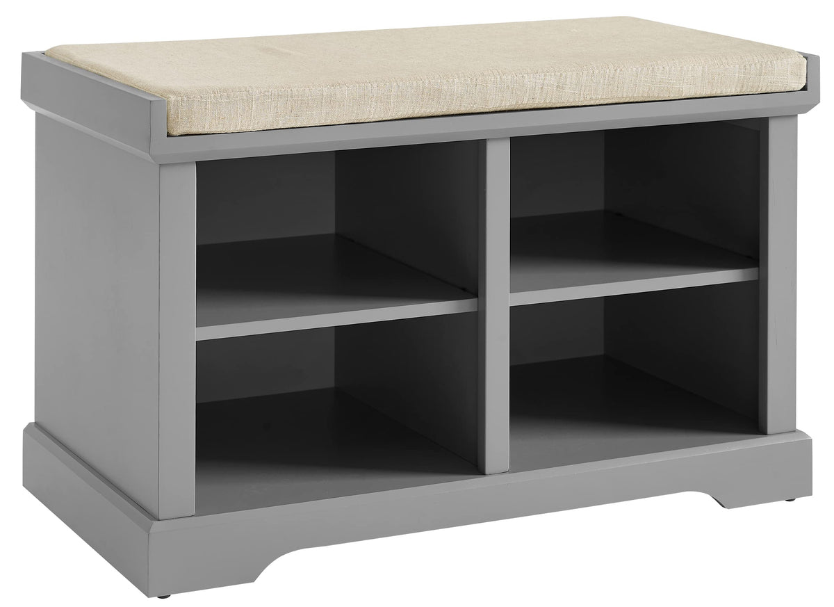 Crosley Furniture Anderson Entryway Storage Bench with Shoe Rack Organizer Shelves, Gray