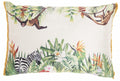 HomeRoots Grey Cotton Multicolor Jungle Art Lumbar Pillow
