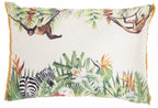 HomeRoots Grey Cotton Multicolor Jungle Art Lumbar Pillow