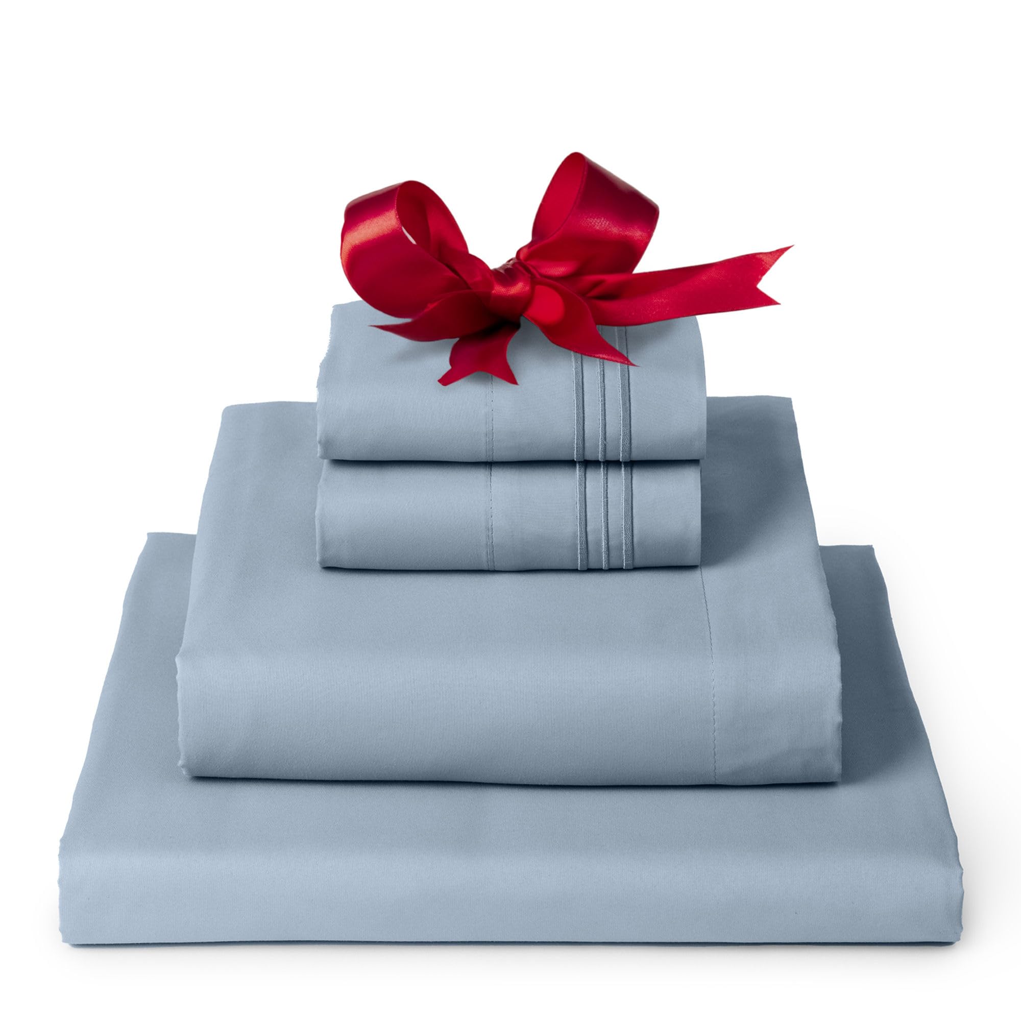 Mellanni Twin Sheet Set - 4-Piece Iconic Collection Bedding, (Including 2 Pillowcases), 16-Inch Deep Pocket, Easy Care, Extra Soft, Cooling Sheets, Brushed Microfiber - Blue Hydrangea