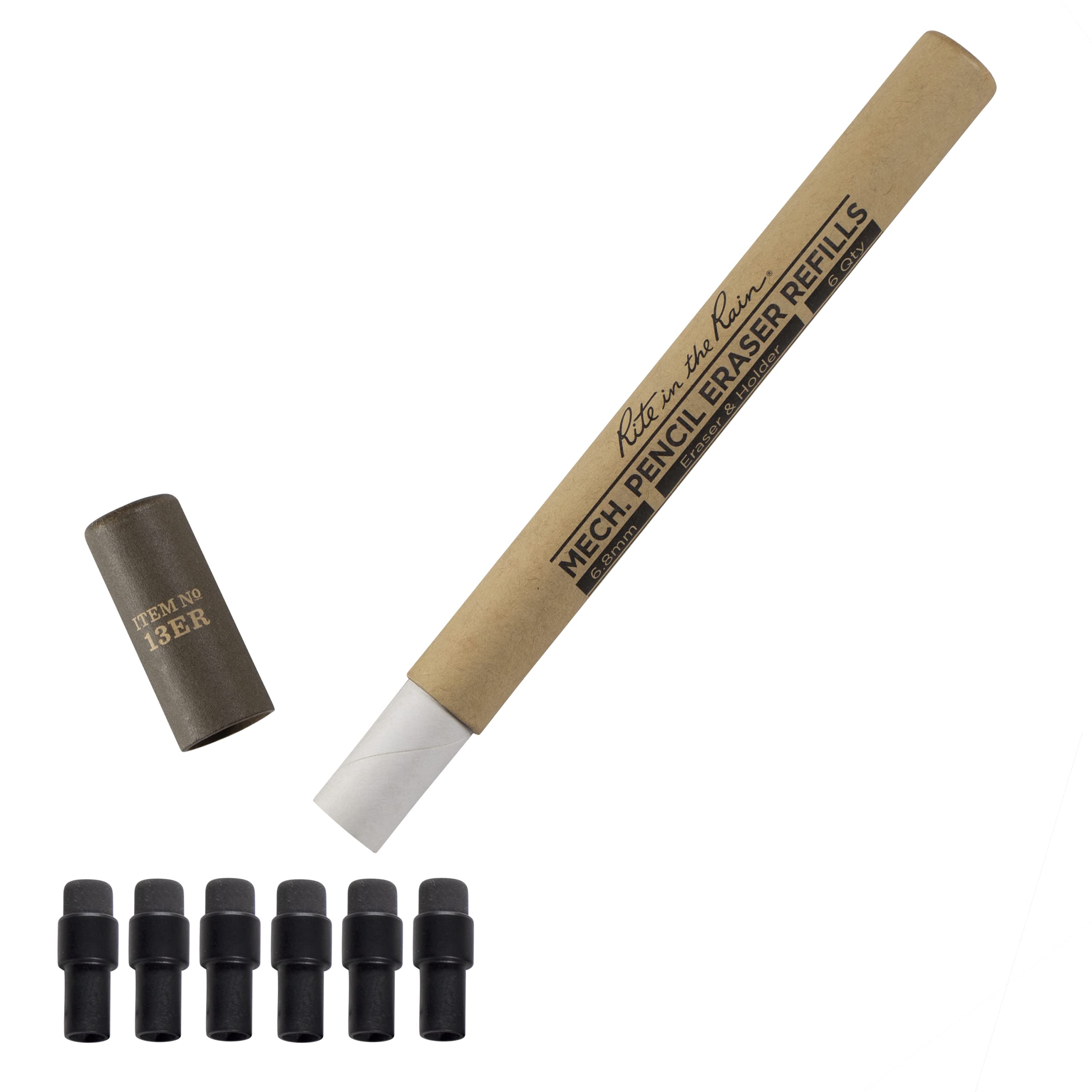 Rite In The Rain Weatherproof Eraser Refill, 6 Per Pack (No. 13Er)