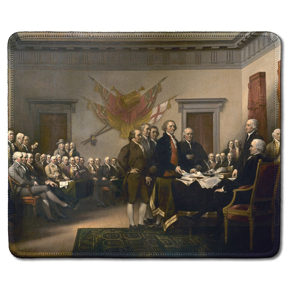 Dealzepic - Art Mousepad - Natural Rubber Mouse Pad With Famous Fine Art Painting Of United States Declaration Of Independence B