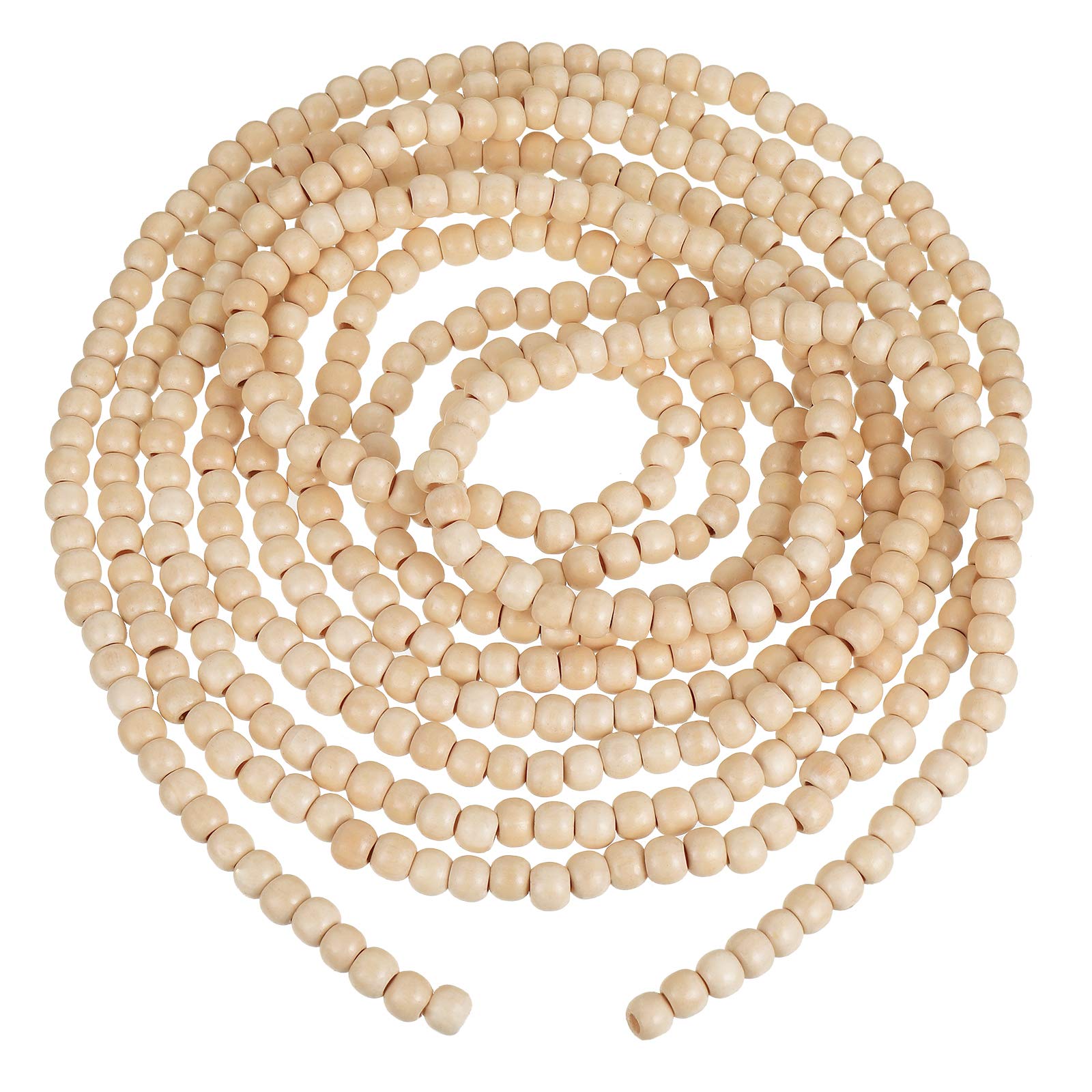 WILLBOND 16 Feet Christmas Wood Bead Garland Wooden Bead Garland for Christmas Tree Holiday Decoration (Wood Color)