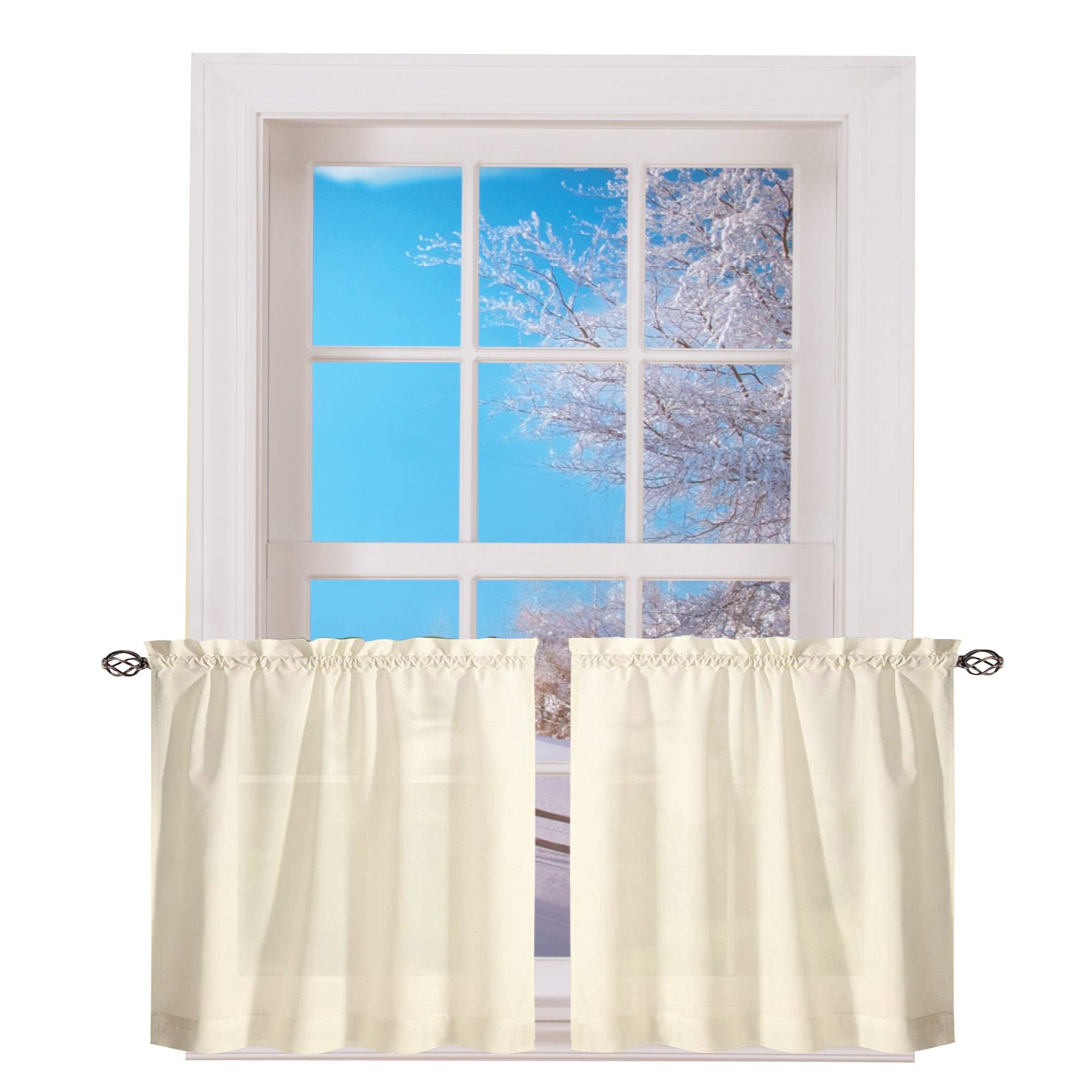 Ellis Curtain Stacey Sheer 56-by-24 Inch Tailored Tier Pair Curtains, Ice Cream, 56x24