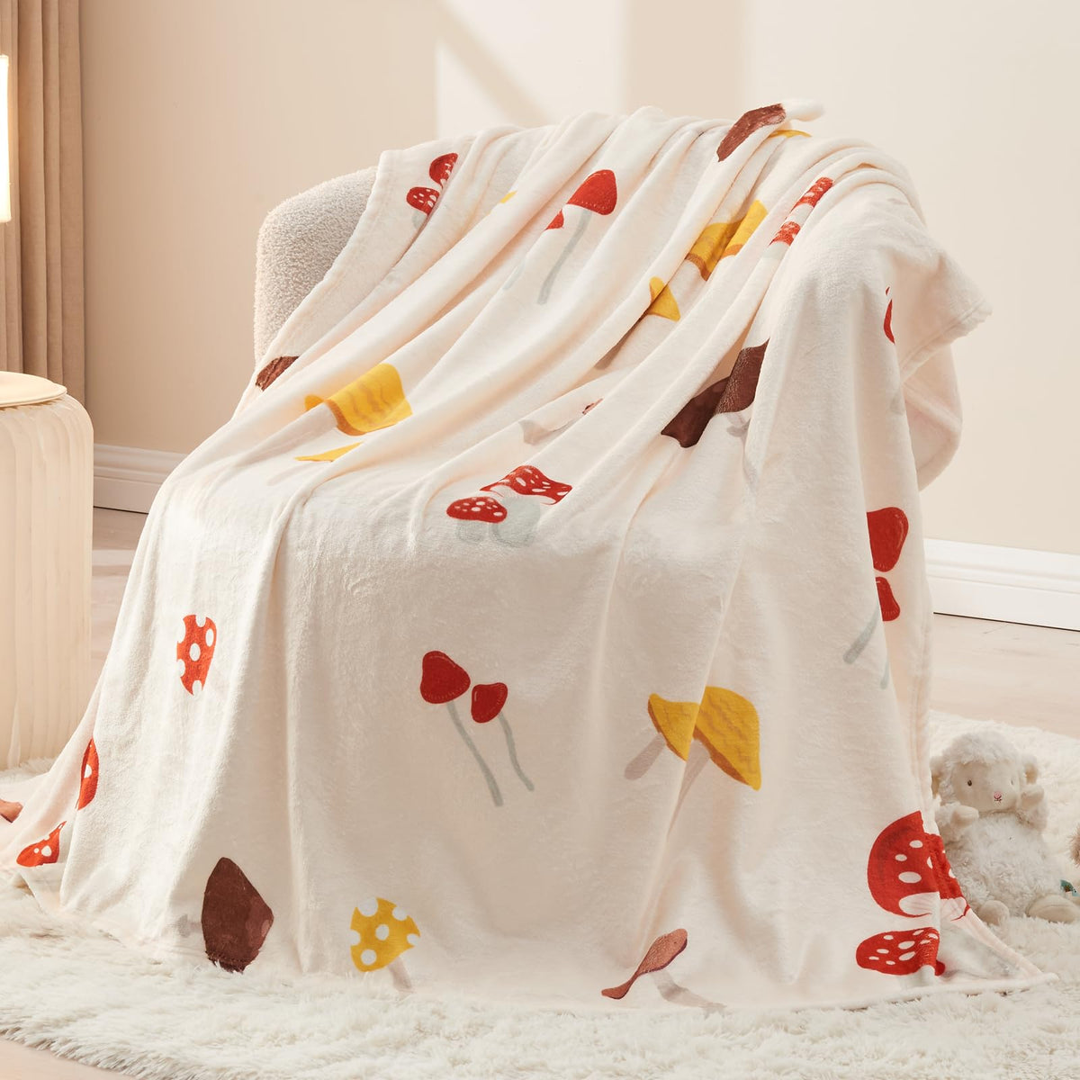 Newcosplay Throw Blanket Cute Soft Aesthetic Fleece Blanket For Kids Girls Boys Teens Cozy Blanket For Bed Couch Camping (Mushro