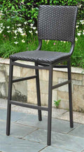 International Caravan 523690 Wicker Resin/Aluminum Patio Bar Stool, Set of 2, Black