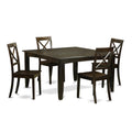 East West Furniture PFBO5-CAP-W 5 Piece Dining Room Furniture Set Includes a Square Kitchen Table with Butterfly Leaf and 4 Dining Chairs, 54x54 Inch, Cappuccino