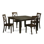 East West Furniture PFBO5-CAP-W 5 Piece Dining Room Furniture Set Includes a Square Kitchen Table with Butterfly Leaf and 4 Dining Chairs, 54x54 Inch, Cappuccino