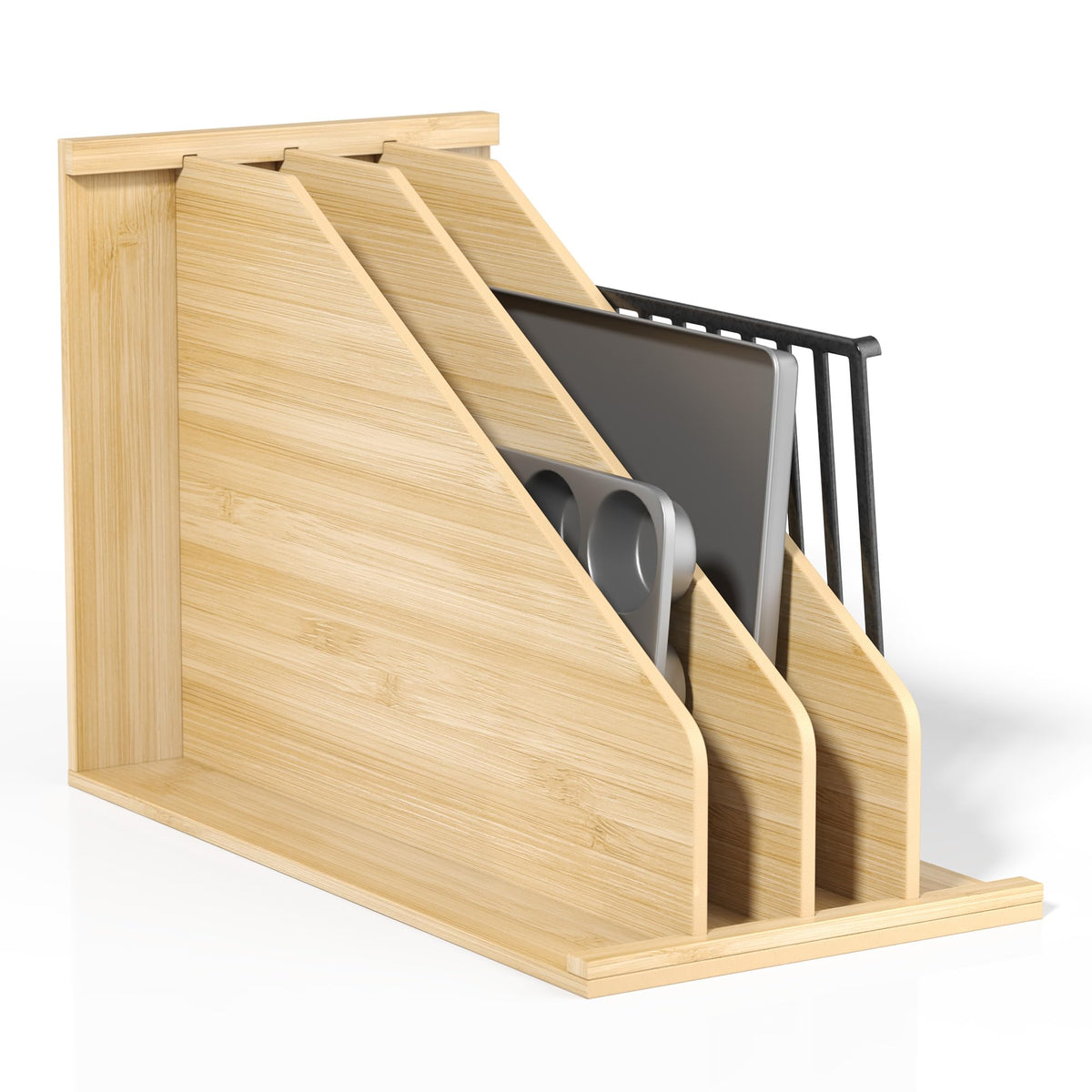 tonchean Wood Tray Dividers for Cabinet with 3 Sections