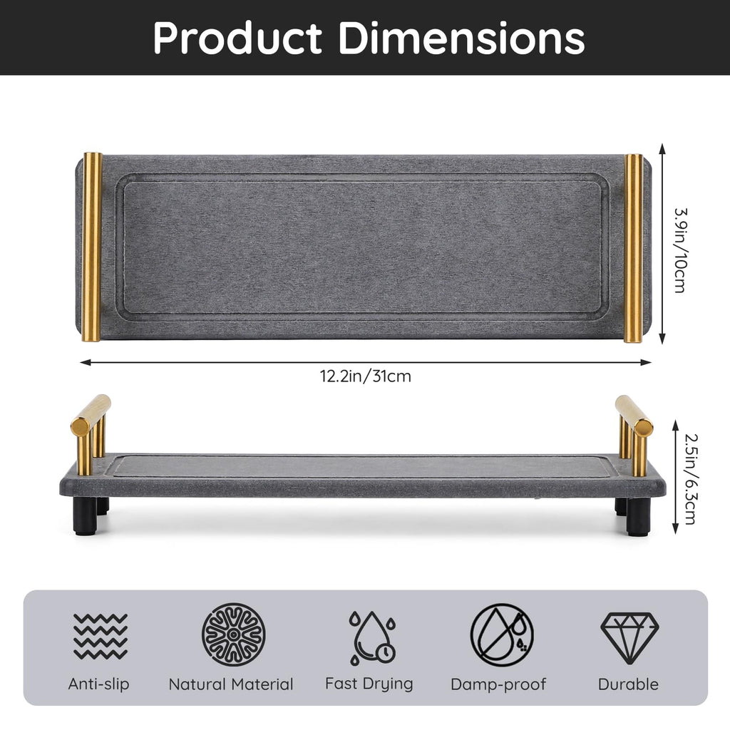 Segbeauty Instant Dry Sink Caddy, Water Absorbing Stone Drying Tray For Kitchen Counter, Quick Dry Diatomaceous Tray Countertop