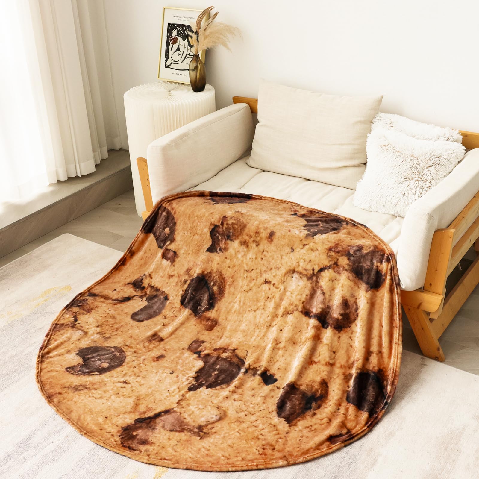 Bnuitland Cookies Funny Blanket,300 Gsm Double Sided Giant Realistic Food Blanket With A Storage Bag,Novelty Gift Blanket For Ad