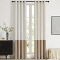 Bulbul Color Block Window Curtains Panels 72 Inches Long Cream Ivory Champagne Velvet Farmhouse Drapes For Bedroom Living Room D
