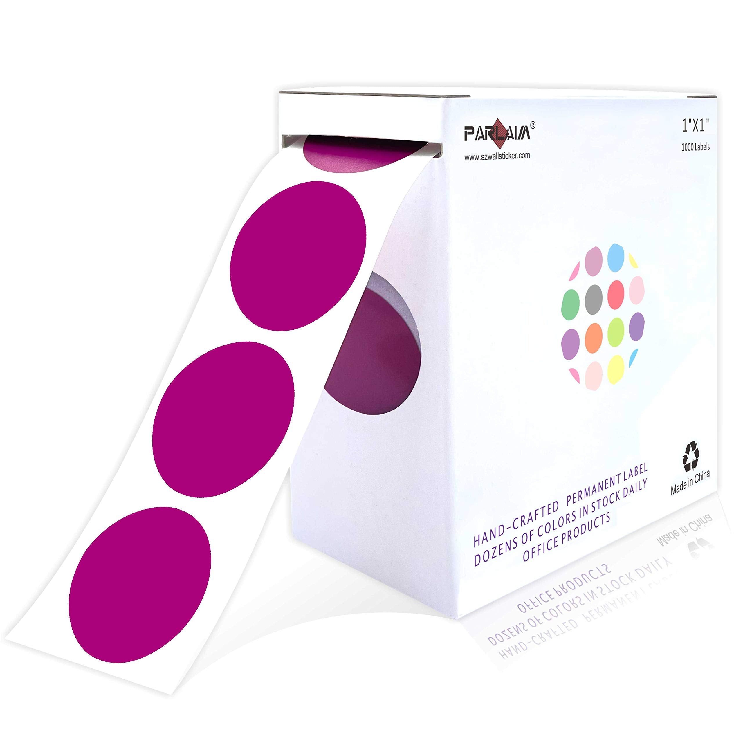 Parlaim 1' Purple Round Color Coding Circle Dot Labels On A Roll, 1000 Stickers, 1 Inch Diameter