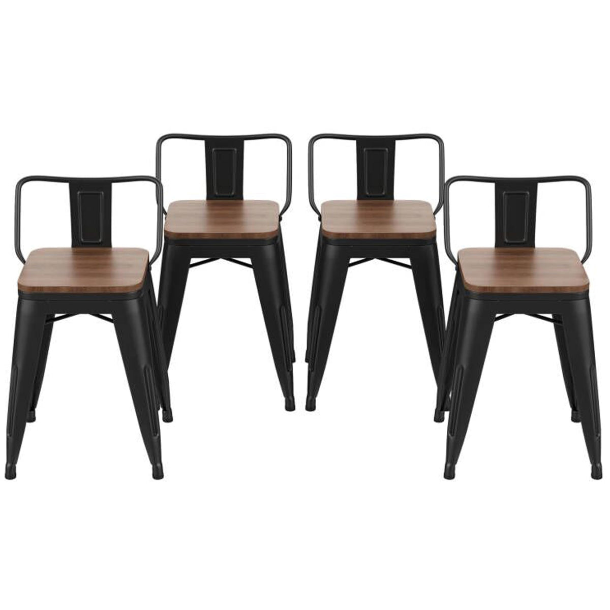 Changjie Furniture 18 Inch Metal Bar Stools Counter Stool Modern Barstools Industrial Bar Stools Set Of 4 (18 Inch, Black)