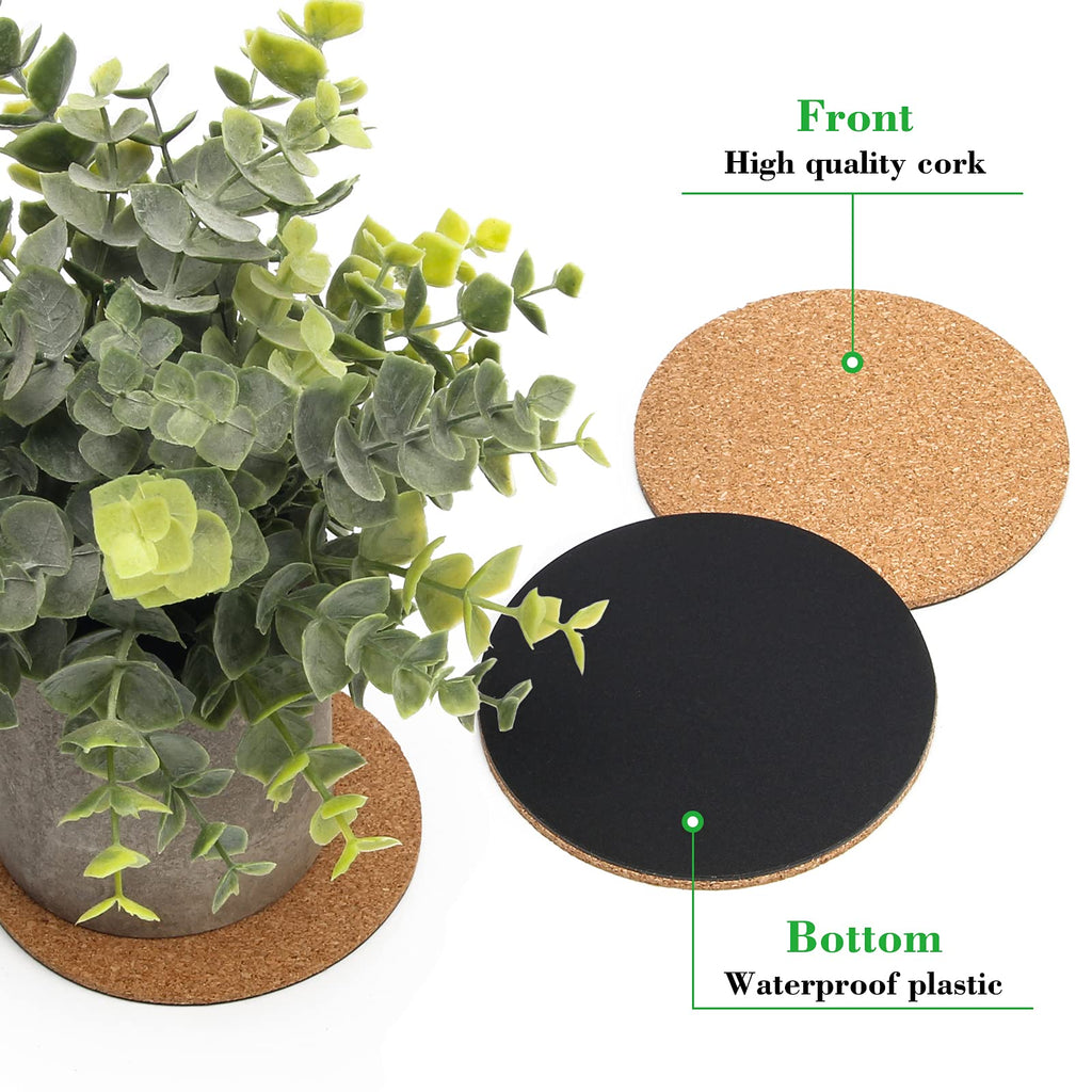 Coitak 6 Pieces Cork Mat For Plants, Round Cork Plant Coasters Mats For Garden, Courtyard, Pot Mat, Indoor Outdoor And Diy Craft