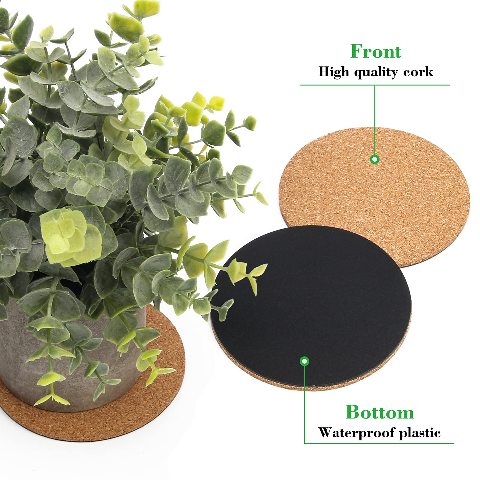 Coitak 6 Pieces Cork Mat For Plants, Round Cork Plant Coasters Mats For Garden, Courtyard, Pot Mat, Indoor Outdoor And Diy Craft