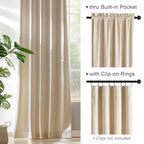 Lazzzy Velvet Curtains Beige Room Darkening Drapes For Bedroom Living Window Treatments Luxury Rod Pocket 90 Inches Long 2 Panels, W42 X L90