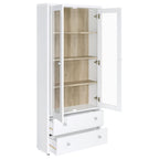 Coaster Home Furnishings Hawthorne 4-Shelf Glass Door Tall Cabinet with Drawers White
