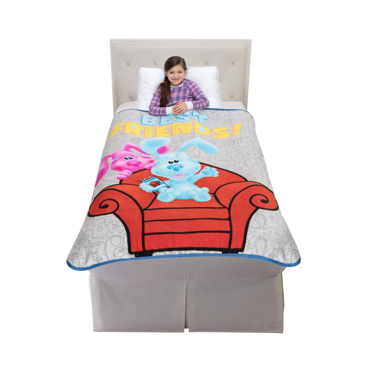 Franco Kids Bedding Super Soft Micro Raschel Throw, 46 In X 60 In, Blues Clues