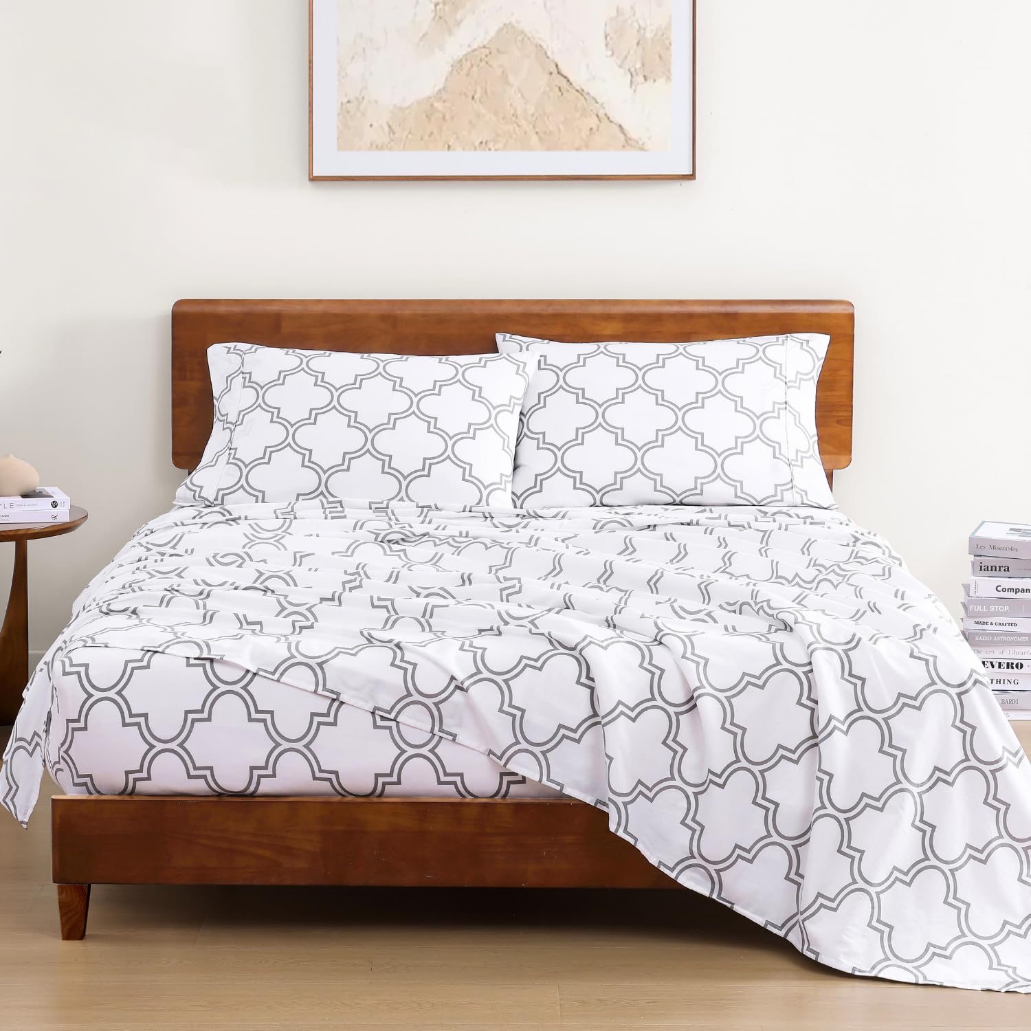 Lane Linen 100% Organic Cotton Bedsheet For Super King Size Bed  12 Deep Pocket, 1 Elastic Fitted Sheet (78X72) + 2 Pillow C