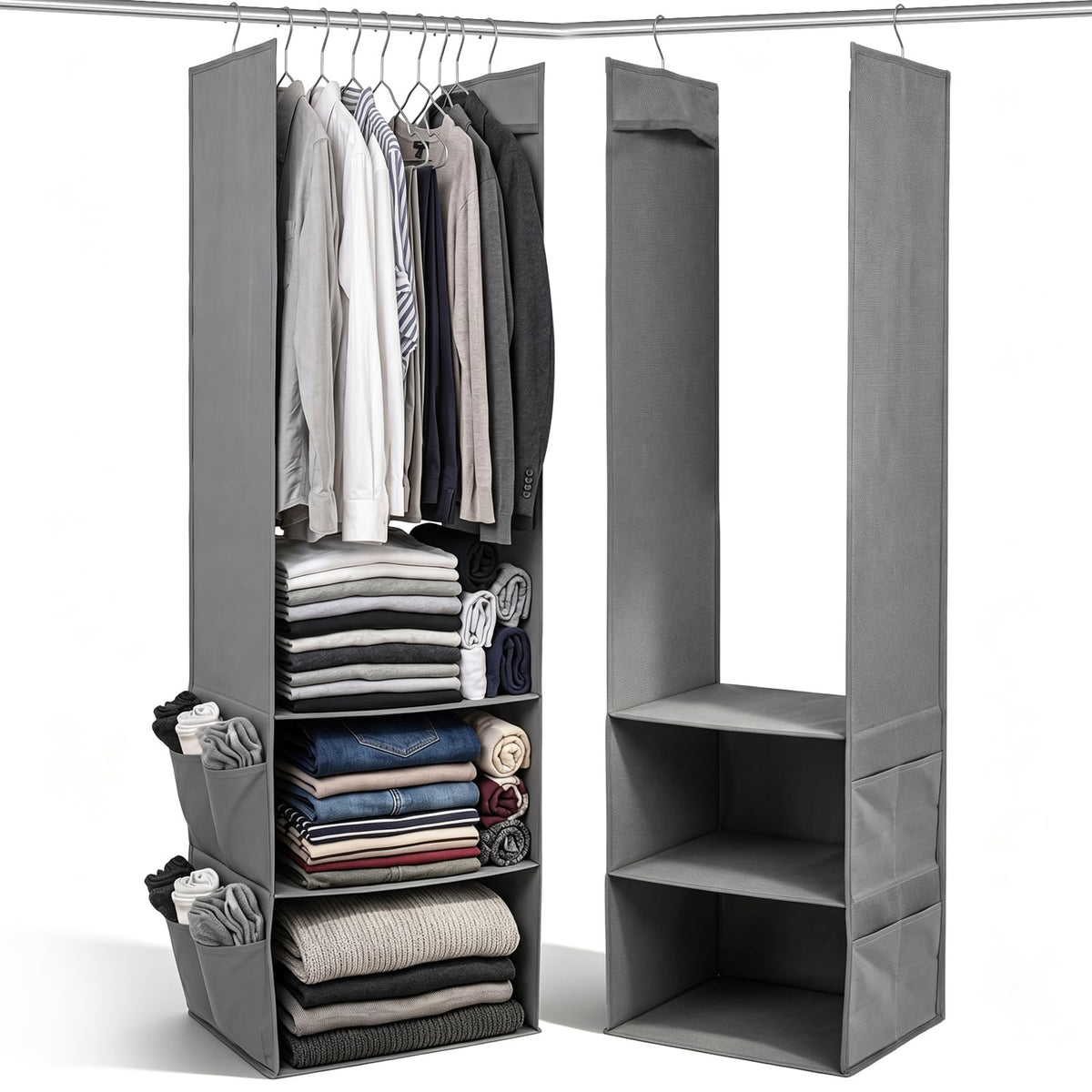 Novabright 2 Pack Dorm Hanging Closet Organizer and Storage 3 Shelf