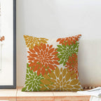 Fall Burnt Orange Outdoor Pillow Covers 18X18 Inch Set Of 2 Mustard Yellow Green Dahlia Floral Decor Throw Pillows Modern Geomet
