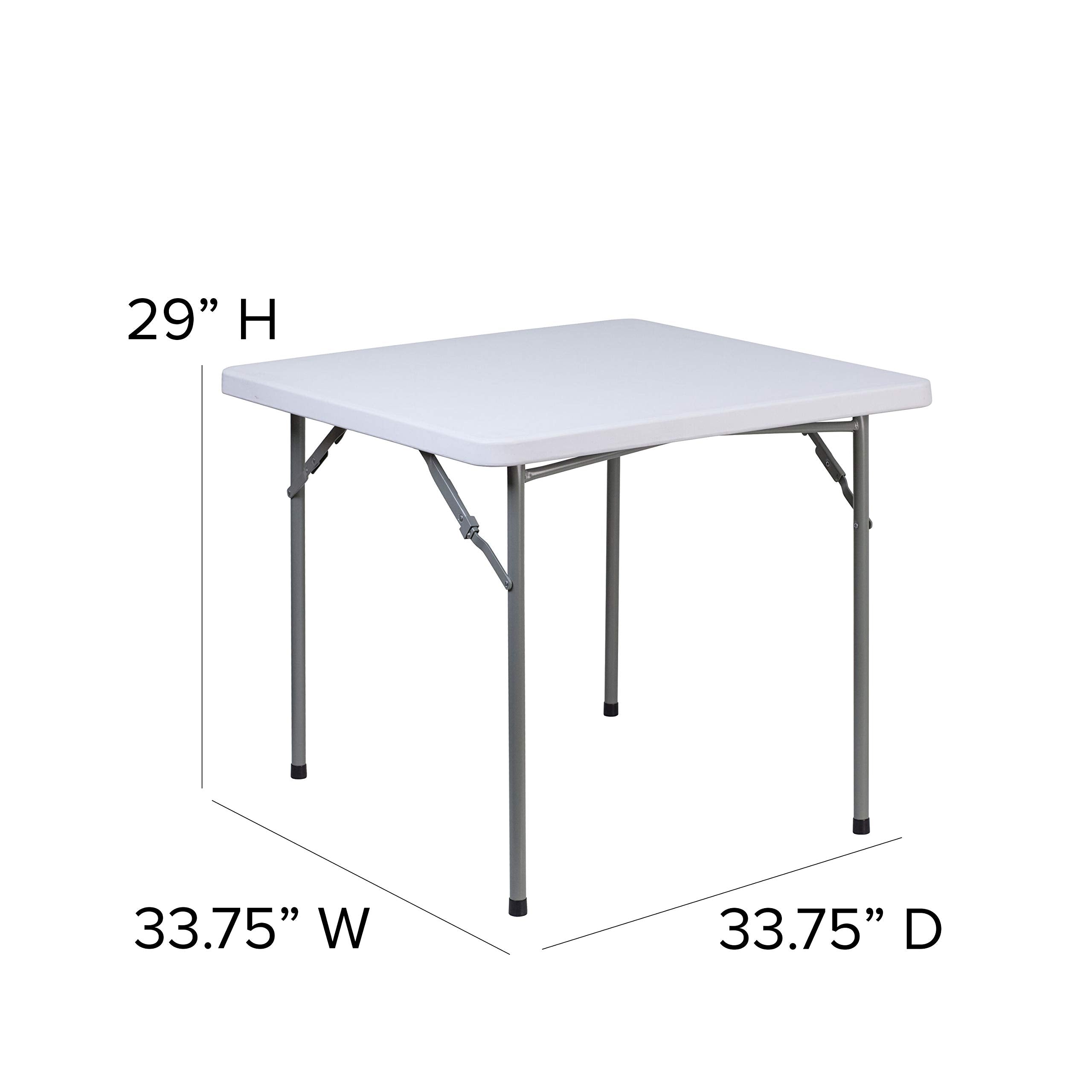 Flash Furniture Kathryn 2.81-Foot Square Granite White Plastic Folding Table with Powder Coated Locking Legs
