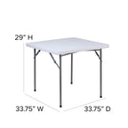 Flash Furniture Kathryn 2.81-Foot Square Granite White Plastic Folding Table with Powder Coated Locking Legs