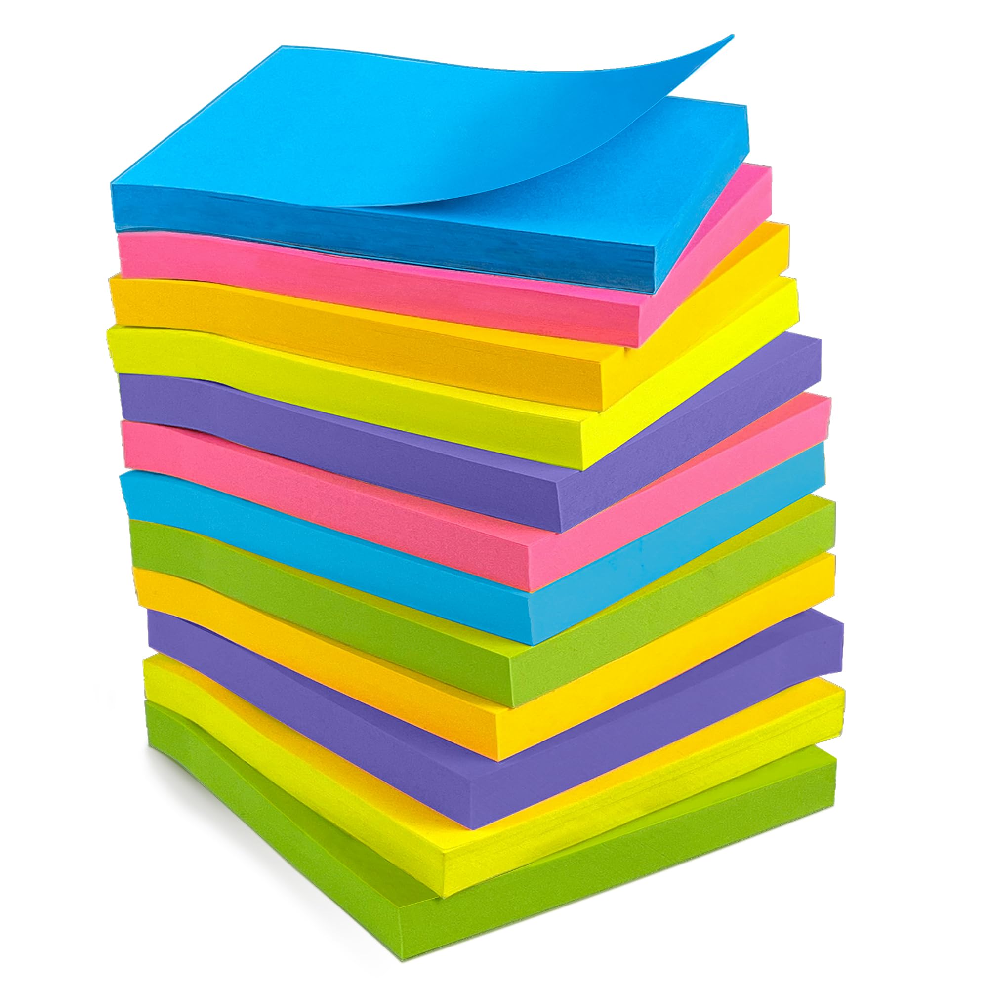 Ohome Sticky Notes - 12 Pads, 3   X3    - Colorful Self-Stick Post Notes Bulk - Office Desk Accessories | Teacher Classroom Must