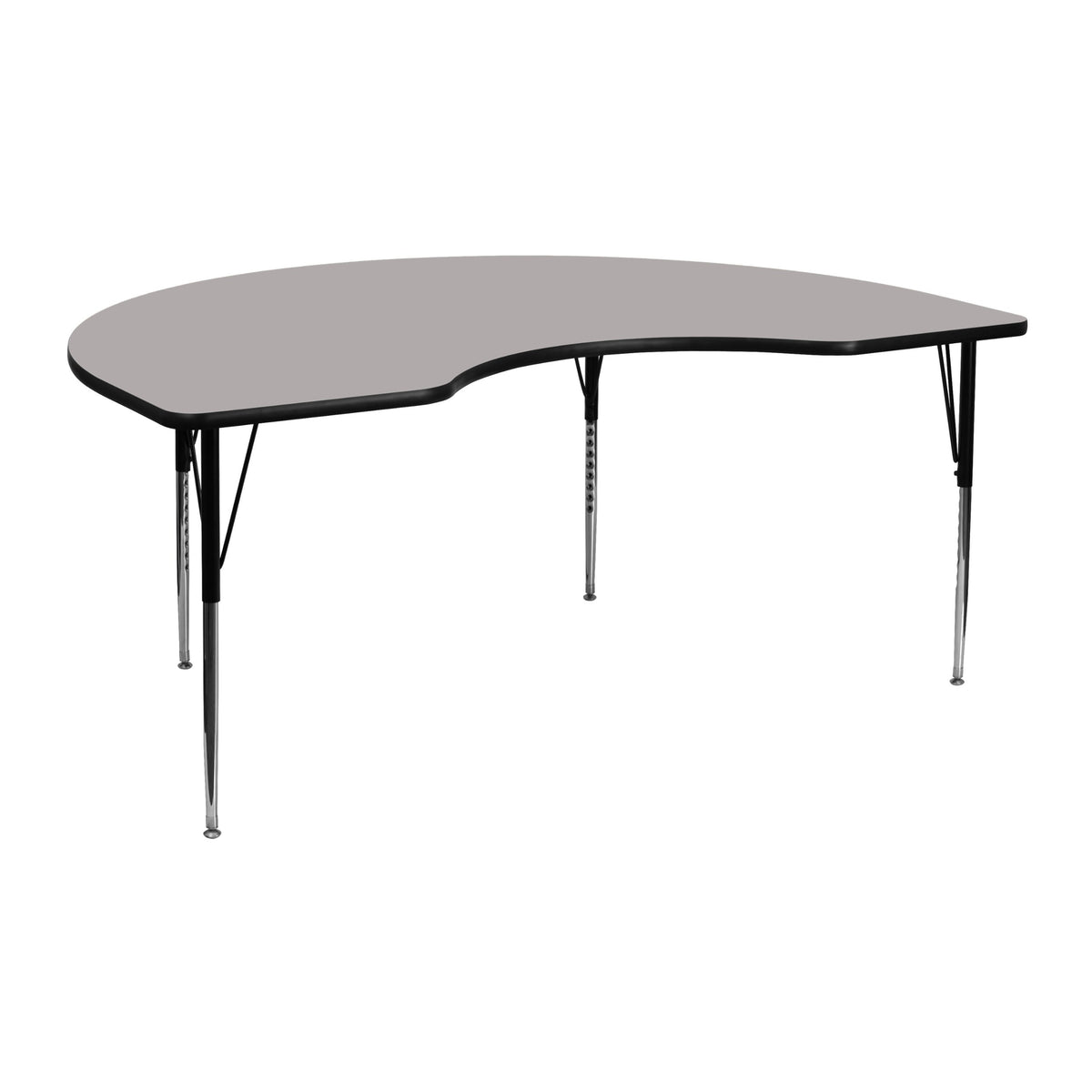 Flash Furniture Wren 48''W x 72''L Kidney Grey HP Laminate Activity Table - Standard Height Adjustable Legs