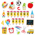 JarThenaAMCS 40Pcs Welcome Back to School Thick Gel Clings Gnome Apple Pencil Book Bus Window Stickers Assorted Cartoon Window D