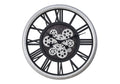 Monarch Specialties I 9058 Clocks, 20' Round, Gear Mechanism, Wall Clock, Black, Silver, Transitional