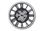 Monarch Specialties I 9058 Clocks, 20' Round, Gear Mechanism, Wall Clock, Black, Silver, Transitional