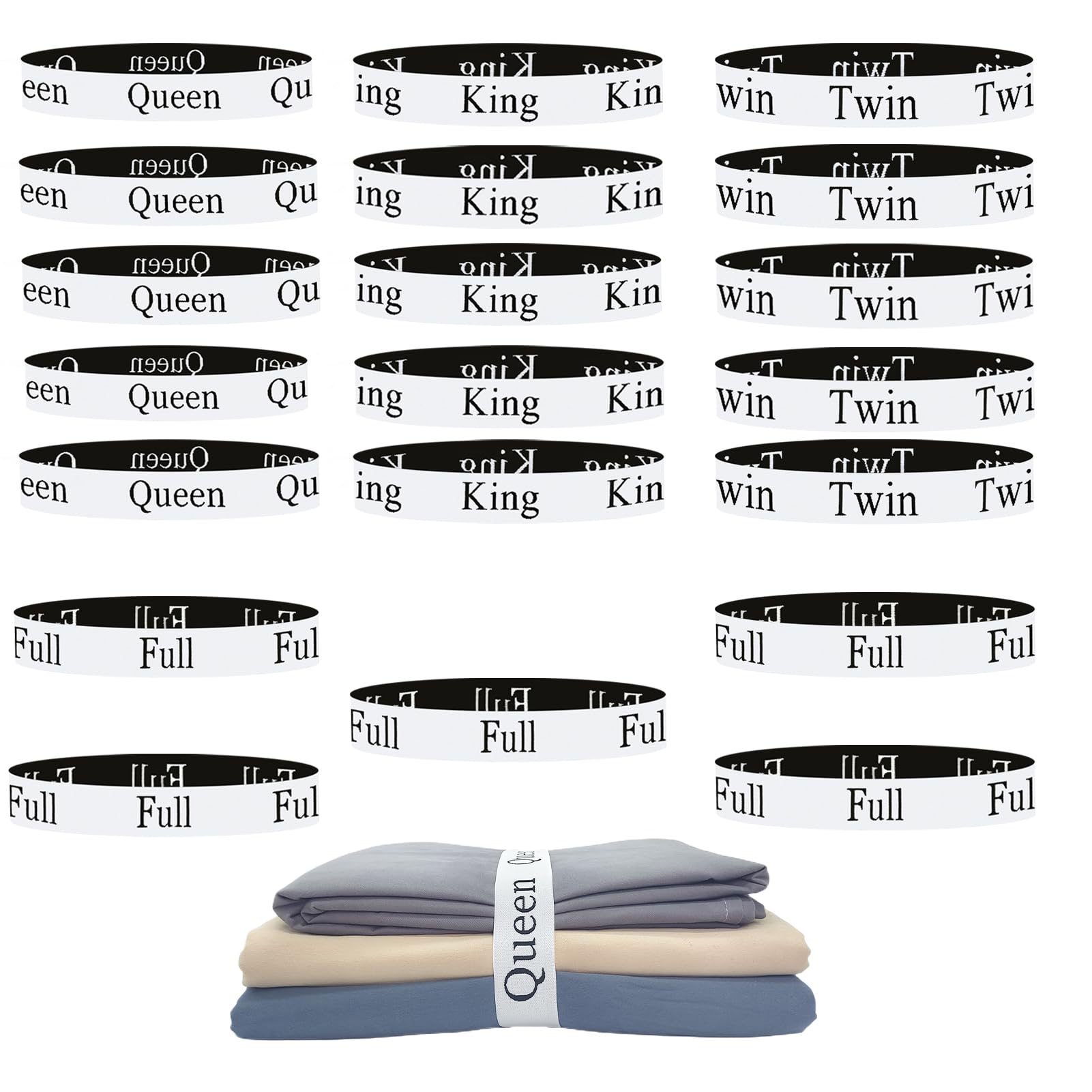 Yermivie 20 Pieces Bed Sheet Organizer Bands, Sheet Organizers And Storage Label Bands, Sheet Label For Bedding, Sheets Organize
