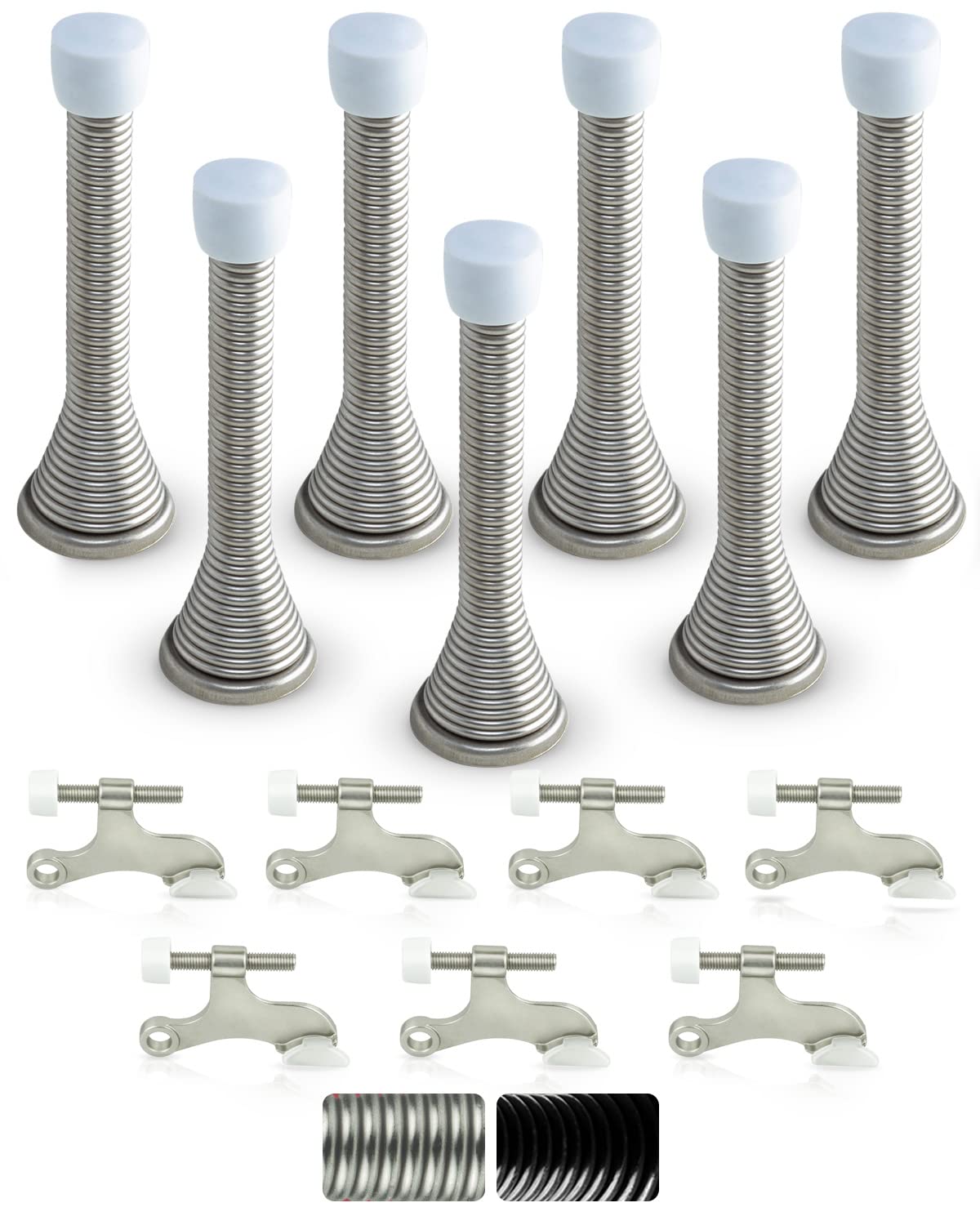 Jack N Drill (3 ?) Spring Door Stopper (7 Pack) W/ 3X Hinge Pin Door Stops | Flexi Heavy Duty Door Stops For Bottom Of Door For