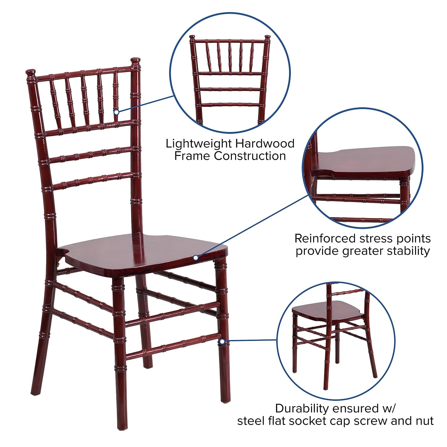 Flash Furniture HERCULES Series Mahogany Wood Chiavari Chair