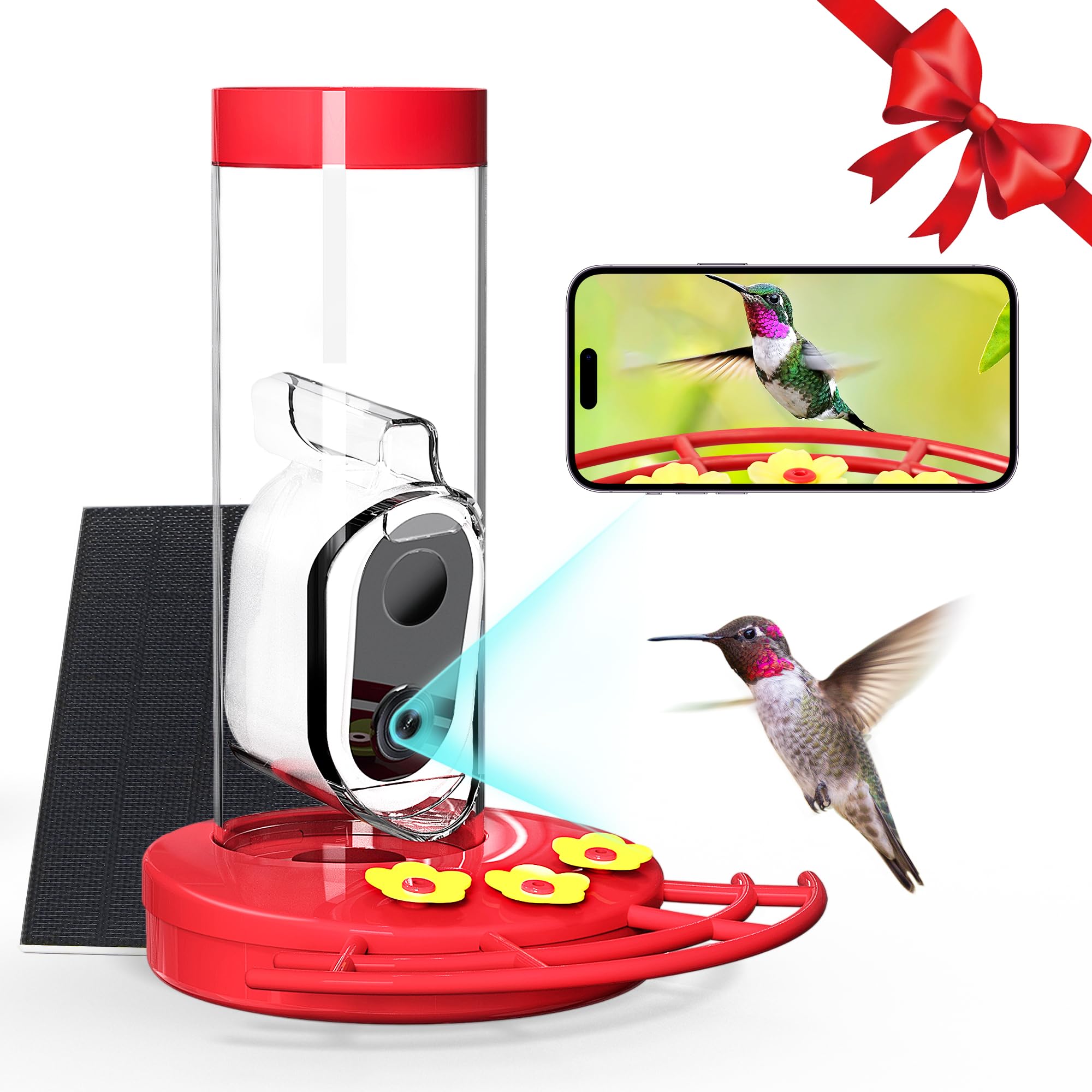 Hummingbird Feeder With Camera Solar-Powered, Ai Identify Cloud Storage, Ccpa Data Protection, Unique Bee & Ant Proof Design, Ou