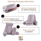 Nestl Large Dusty Purple Reading Pillow - Shredded Memory Foam Back Support for Bed and Chair with Pockets, Ideal for Reading and Relaxing