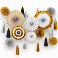 Amfin (Pack Of 25) 18 Th Hbd Theme Birthday Decoration Kit Metallic Finish Women Men Girls Boys Item Gold Black Marble