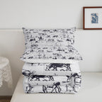 Feelyou Western Comforter Set Twin Size, White And Black Cowboy Cow Bedding Set Cowboy Comforter Desert Cactus Duvet Set Soft Be